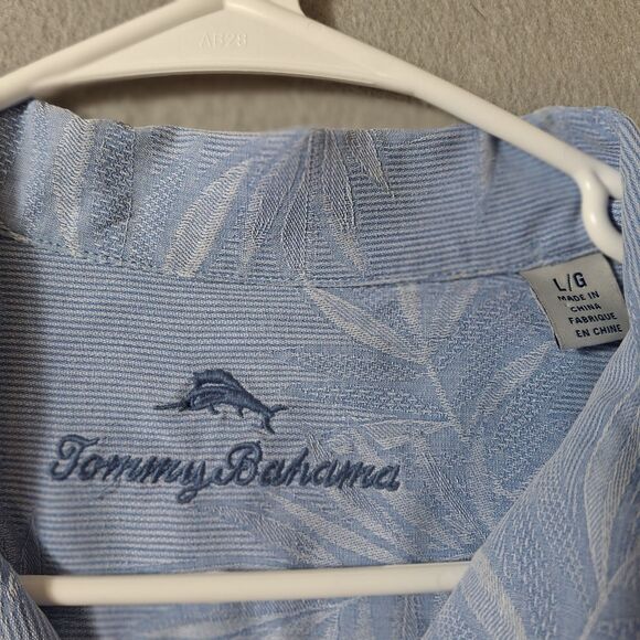 Tommy Bahama Camp Shirt Mens L Blue Silk Floral Hawaiian Relax Beach Party - Picture 3 of 7